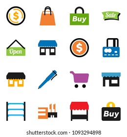 solid vector ixon set - pen vector, dollar coin, cart, credit card, office, shelving, sale, open, shopping bag, market, store, mall, buy