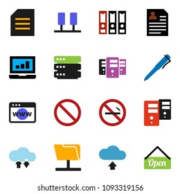 solid vector ixon set - pen vector, document, laptop graph, binder, personal information, prohibition sign, no smoking, server, network folder, cloud exchange, big data, browser, upload, open