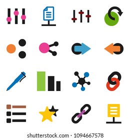 solid vector ixon set - pen vector, sorting, settings, social media, favorites, menu, share, arrow, redo, chain, network document