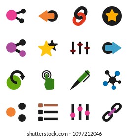 solid vector ixon set - pen vector, settings, touchscreen, social media, favorites, menu, share, arrow, redo, chain