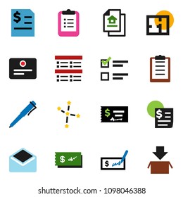 solid vector ixon set - pen vector, clipboard, certificate, constellation, exam, check, annual report, receipt, mail, plan, estate document, package