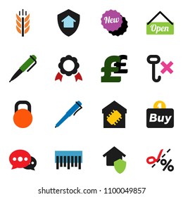 solid vector ixon set - pen vector, medal, pound, cereals, no hook, weight, barcode, message, smart home, protect, new, open, buy, coupon