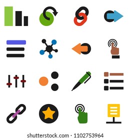 solid vector ixon set - pen vector, sorting, settings, touchscreen, social media, favorites, menu, share, arrow, redo, chain, network document