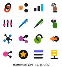 solid vector ixon set - pen vector, sorting, settings, touchscreen, social media, favorites, menu, share, arrow, redo, chain, network document