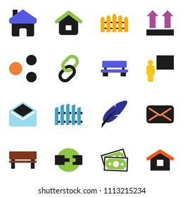 solid vector ixon set - pen vector, blackboard, money, top sign, link, mail, share, home, bench, connection, fence