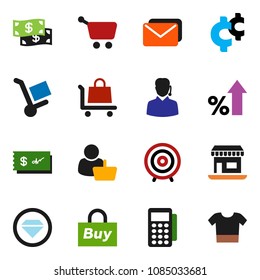 solid vector ixon set - percent growth vector, target, cent sign, office, cash, customer, support, buy, card reader, cart, trolley, mail, check, diamond ring, clothes