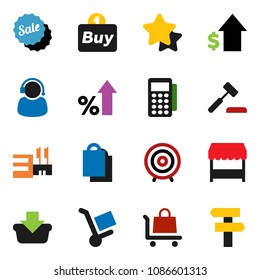 solid vector ixon set - percent growth vector, dollar, target, star, sale, shopping bag, market, mall, support, buy, card reader, basket, auction, trolley, signpost