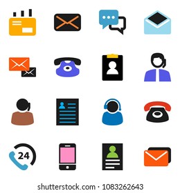 solid vector ixon set - personal information vector, phone 24, support, mobile, dialog, classic, mail