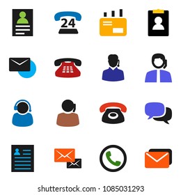 solid vector ixon set - personal information vector, phone 24, support, dialog, classic, mail
