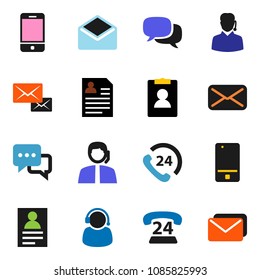 solid vector ixon set - personal information vector, phone 24, support, mobile, dialog, mail
