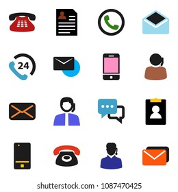 solid vector ixon set - personal information vector, phone 24, support, mobile, dialog, classic, mail