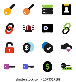 solid vector ixon set - personal information vector, dollar shield, safe, protected, link, cloud, big data, chain, key, siren, unlock, password