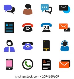 solid vector ixon set - personal information vector, phone 24, support, mobile, dialog, classic, mail