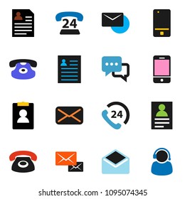 solid vector ixon set - personal information vector, phone 24, mobile, dialog, classic, mail, support