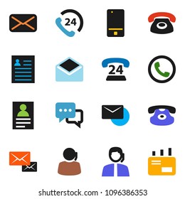 solid vector ixon set - personal information vector, phone 24, support, mobile, dialog, classic, mail