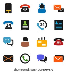 solid vector ixon set - personal information vector, phone 24, support, mobile, dialog, classic, mail