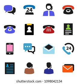 solid vector ixon set - personal information vector, phone 24, support, mobile, dialog, classic, mail