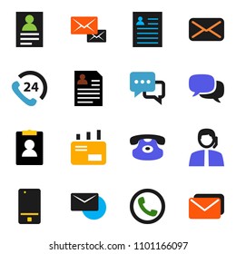 solid vector ixon set - personal information vector, phone 24, support, mobile, dialog, classic, mail