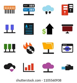 solid vector ixon set - personal information vector, graph, dollar growth, presentation board, music hit, server, network folder, cloud, shield, exchange, browser, hub, lan connector