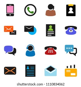 solid vector ixon set - personal information vector, support, mobile phone, dialog, classic, mail