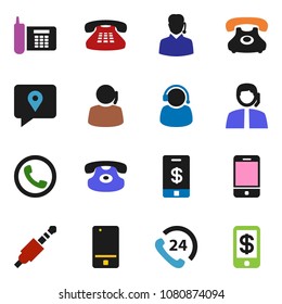solid vector ixon set - phone vector, 24, support, traking, mobile, classic, jack, tap pay