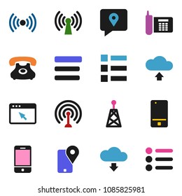 solid vector ixon set - phone vector, traking, antenna, mobile, browser, menu, cloud upload, download, wireless
