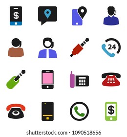 solid vector ixon set - phone vector, 24, support, traking, mobile, classic, jack, tap pay