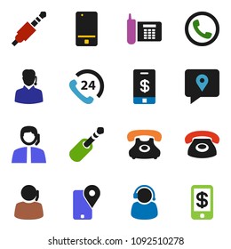 solid vector ixon set - phone vector, 24, support, traking, mobile, jack, tap pay