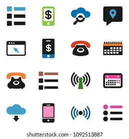 solid vector ixon set - phone vector, traking, calendar, mobile, cloud glass, browser, menu, download, wireless, tap pay