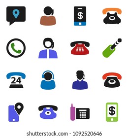 solid vector ixon set - phone vector, 24, support, traking, classic, jack, tap pay