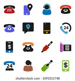 solid vector ixon set - phone vector, 24, support, traking, mobile, classic, jack, tap pay