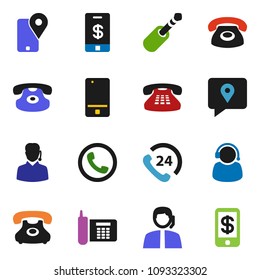 solid vector ixon set - phone vector, 24, support, traking, mobile, classic, jack, tap pay