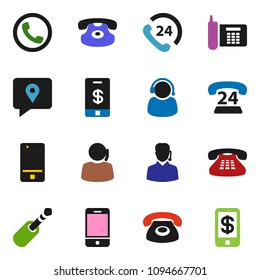 solid vector ixon set - phone vector, 24, support, traking, mobile, classic, jack, tap pay