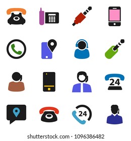 solid vector ixon set - phone vector, 24, support, traking, mobile, jack