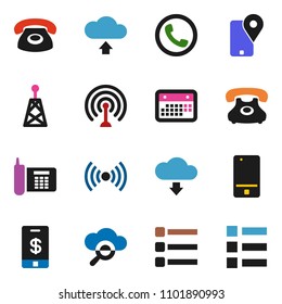 solid vector ixon set - phone vector, traking, calendar, antenna, mobile, cloud glass, menu, upload, download, wireless, tap pay