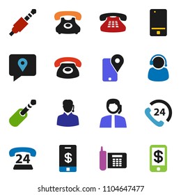 solid vector ixon set - phone vector, 24, support, traking, mobile, classic, jack, tap pay