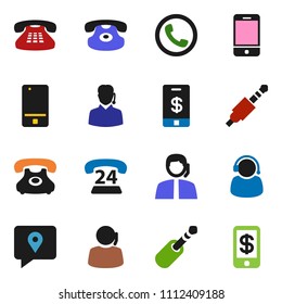 solid vector ixon set - phone vector, 24, support, traking, mobile, classic, jack, tap pay
