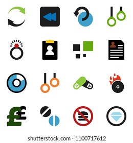solid vector ixon set - pie graph vector, personal information, pound, no fastfood, gymnast rings, music hit, backward button, pills, refresh, undo, loading, diamond ring
