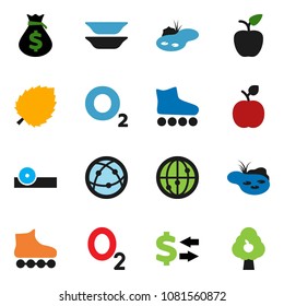 solid vector ixon set - plates vector, apple fruit, leaf, exchange, money bag, roller Skates, oxygen, internet, eye doctor hat, pond, tree