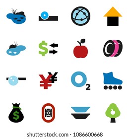 solid vector ixon set - plates vector, apple fruit, exchange, money bag, arrow up, yen sign, roller Skates, oxygen, stadium, internet, eye doctor hat, pond, tree