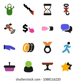 solid vector ixon set - plates vector, apron, cook glove, crisis, dollar cursor, medal, run, no hook, satellitie, dialog, sand clock, connection, table, customer, basket, star