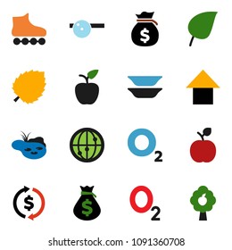 solid vector ixon set - plates vector, apple fruit, leaf, exchange, money bag, arrow up, roller Skates, oxygen, internet, eye doctor hat, pond, tree