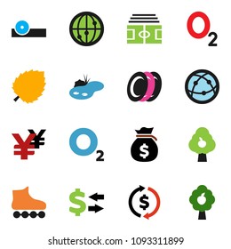 solid vector ixon set - plates vector, leaf, exchange, money bag, yen sign, stadium, roller Skates, oxygen, internet, eye doctor hat, pond, fruit tree