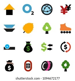 solid vector ixon set - plates vector, leaf, exchange, money bag, arrow up, yen sign, roller Skates, oxygen, stadium, internet, eye doctor hat, fruit tree