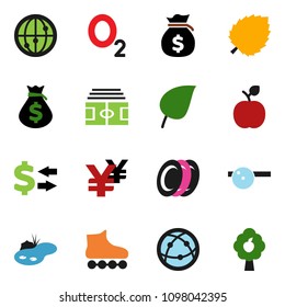 solid vector ixon set - plates vector, apple fruit, leaf, exchange, money bag, yen sign, stadium, roller Skates, oxygen, internet, eye doctor hat, pond, tree