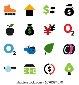 solid vector ixon set - plates vector, apple fruit, leaf, exchange, money bag, arrow up, yen sign, stadium, roller Skates, oxygen, eye doctor hat, pond, tree