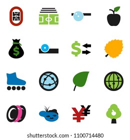 solid vector ixon set - plates vector, apple fruit, leaf, exchange, money bag, yen sign, stadium, roller Skates, internet, eye doctor hat, pond, tree