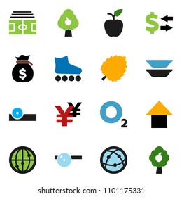 solid vector ixon set - plates vector, apple fruit, leaf, exchange, money bag, arrow up, yen sign, stadium, roller Skates, oxygen, internet, eye doctor hat, tree