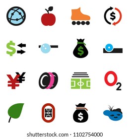 solid vector ixon set - plates vector, apple fruit, leaf, exchange, money bag, yen sign, stadium, roller Skates, oxygen, internet, eye doctor hat, pond