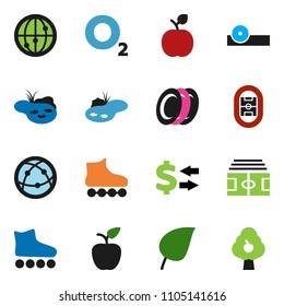 solid vector ixon set - plates vector, apple fruit, leaf, exchange, stadium, roller Skates, oxygen, internet, eye doctor hat, pond, tree